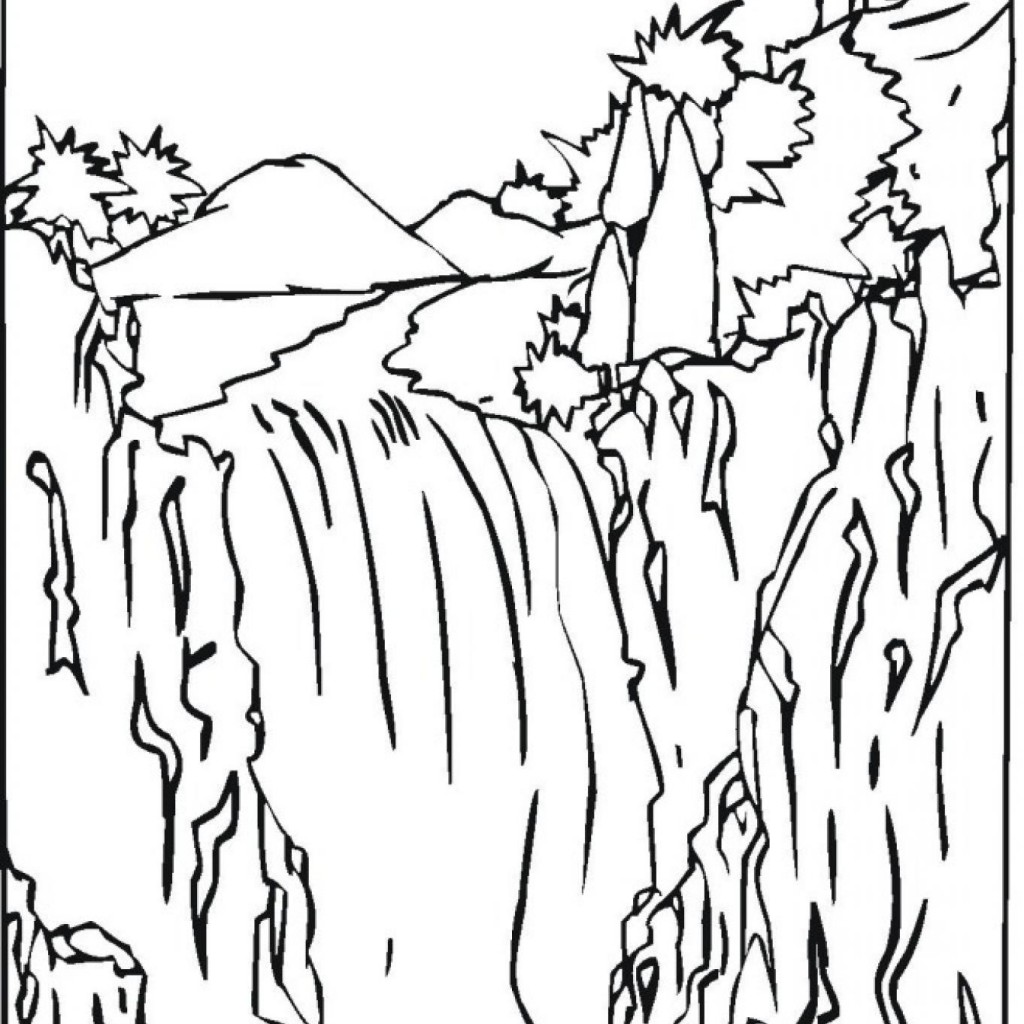 1024x1024 Coloring Pages Of A Waterfall
