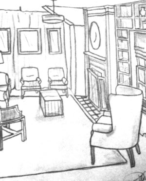 300x372 Chic Pencil Drawing Features Living Room Sketches And Awesome