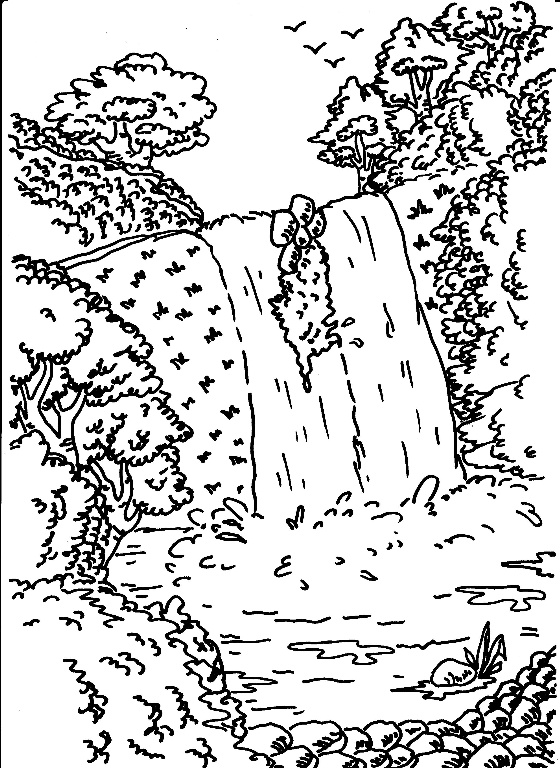 560x768 Waterfall Coloring Pages For Free