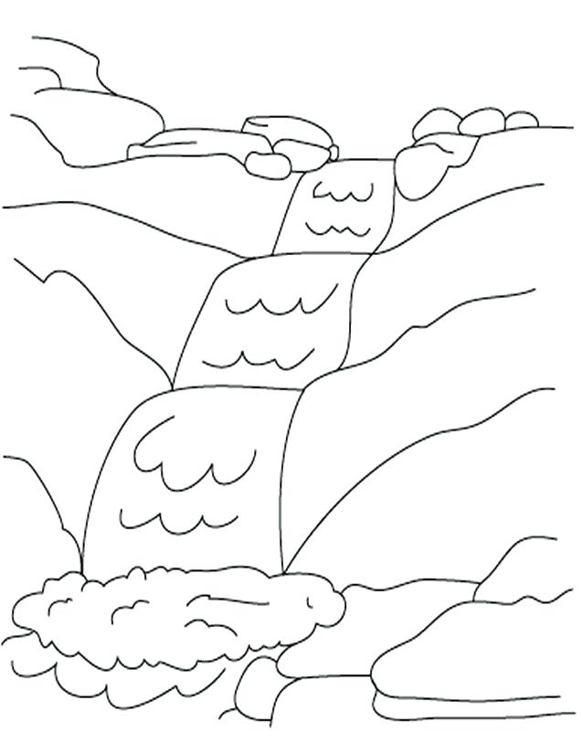 638x825 Waterfall Coloring Page Coloring Pages Rainforest Waterfall