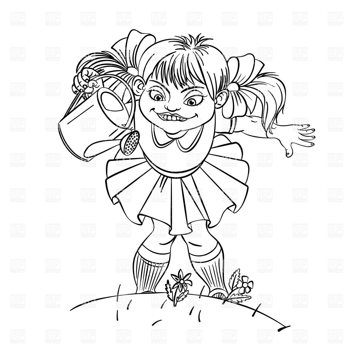 1200x1200 Little Girl With Watering Can Royalty Free Vector Clip Art Image
