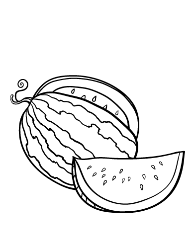 392x507 Free Watermelon Coloring Page