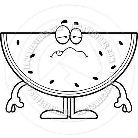 460x460 Cartoon Watermelon Sick (Black And White Line Art) By Cory Thoman