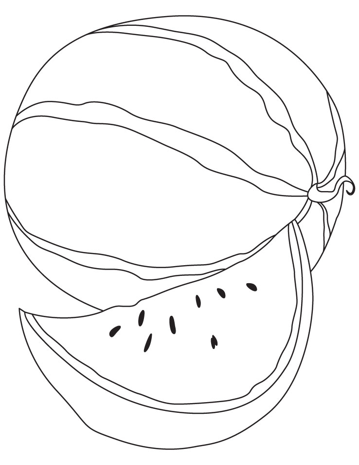 738x954 Delicious Watermelon With A Slice Coloring Page Download Free