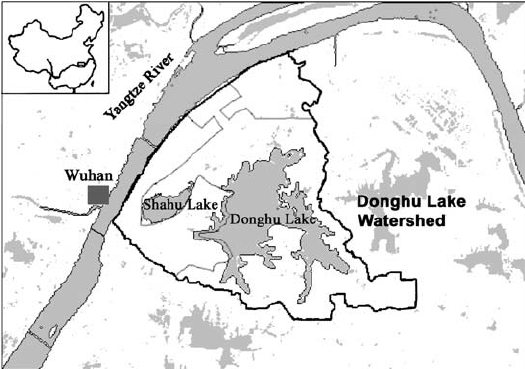 525x369 Sketch Map Of Donghu Lake Watershed. Scientific Diagram