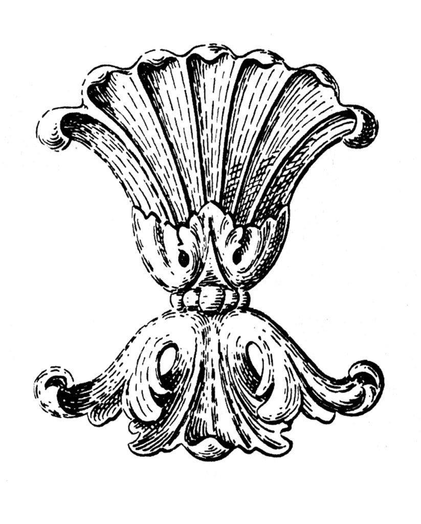 823x1024 Old Palm And Shell Woodcarving Clip Art Woodcarving, Clip Art