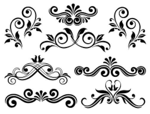 504x383 Victorian Swirls Scrolls Floral Flourish Waterslide Decal Pick