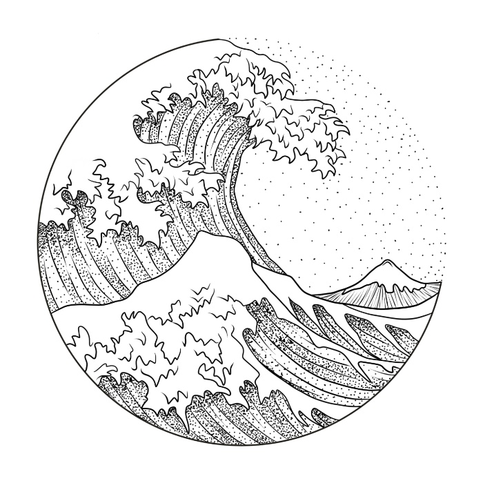 700x700 Great Wave By Stag Nacht Tatuajes Drawings