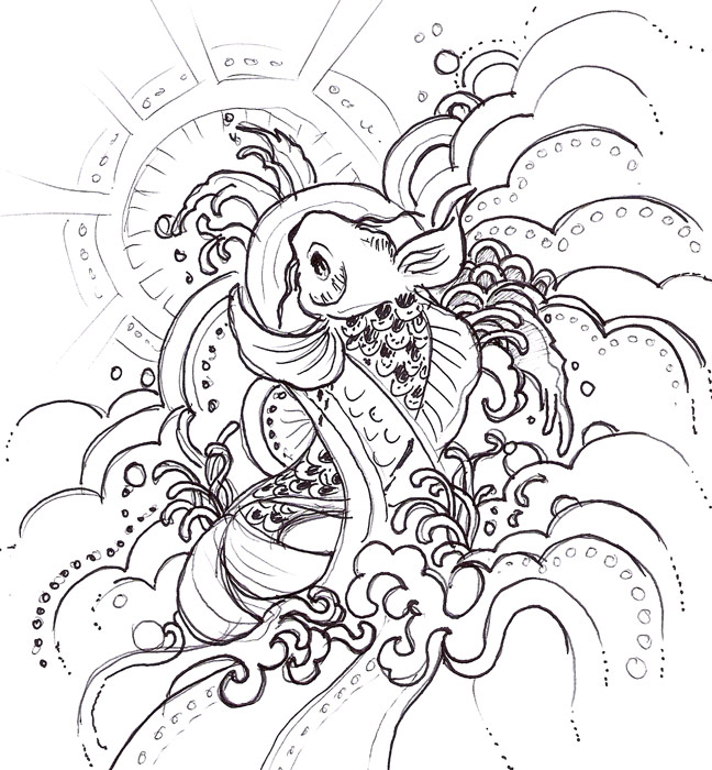 648x700 Collection Of Waves Tattoo Stencil