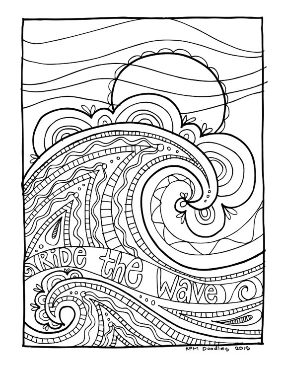 570x737 Kpm Doodles Coloring Page Wave Adult Colouring Blanks