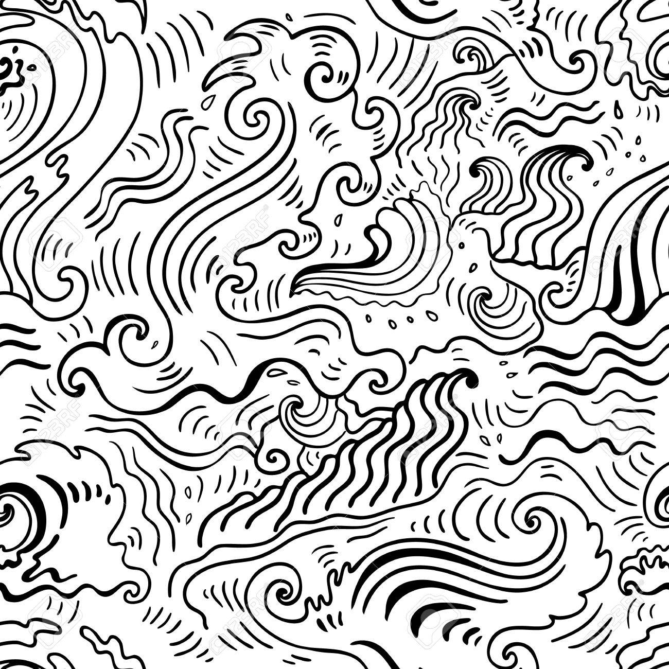 1300x1300 Sea Waves Pattern. Seamless Wave Background