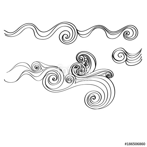 500x500 Stylish Sketch Wave. Vector Illustration Stock Image And Royalty