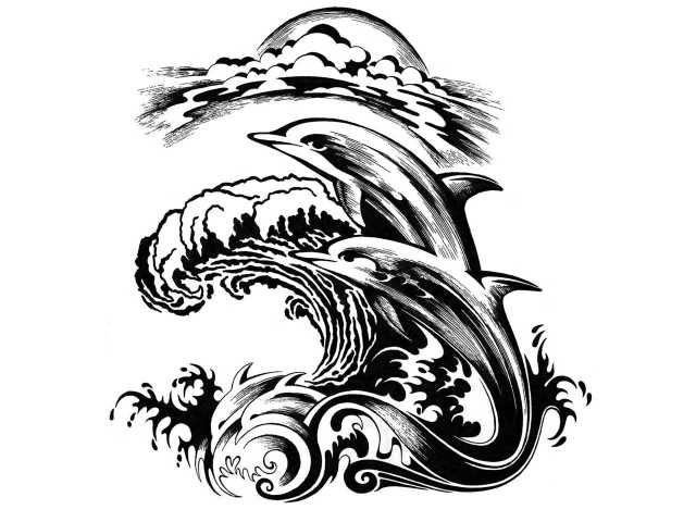 640x480 Small Tribal Wave Tattoo Style