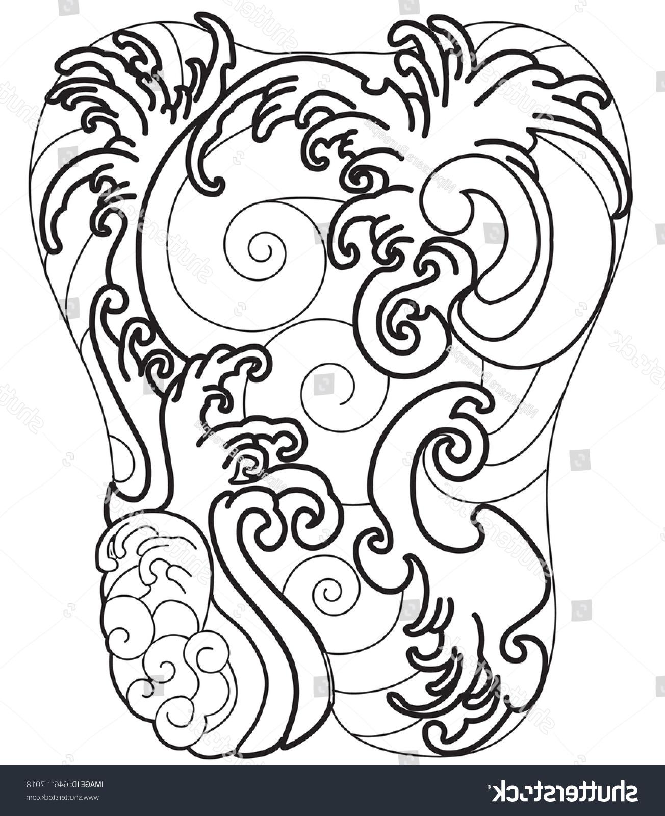 1304x1600 Best Hd Stock Vector Japanese Wave For Tattoo Background Back Body