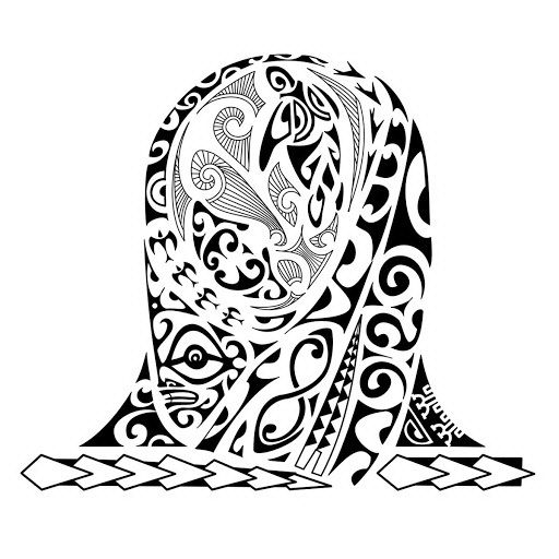 512x512 Collection Of Maori Fusion Tiki Waves Tattoo Drawing