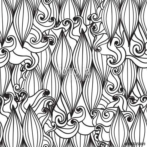 500x500 Seamless Wave Hand Drawn Pattern, Waves Background (Seamlessly