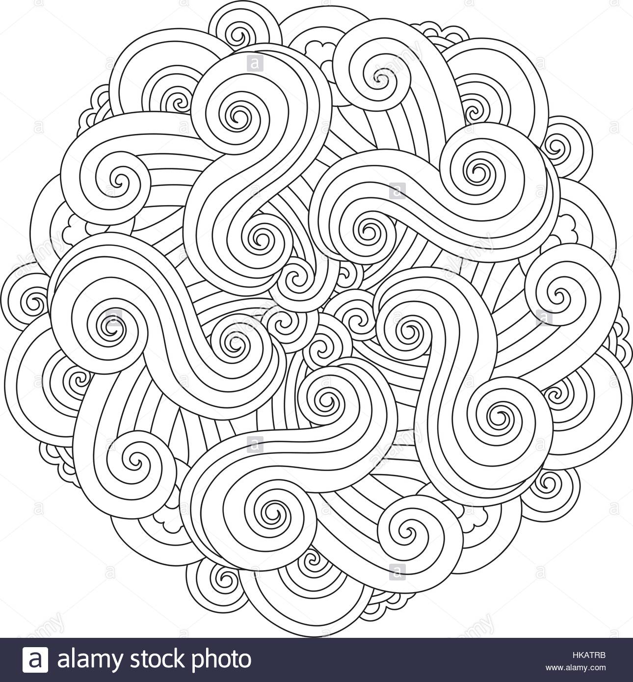 1290x1390 Graphic Mandala With Waves And Curles. Element Of Sea. Zentangle