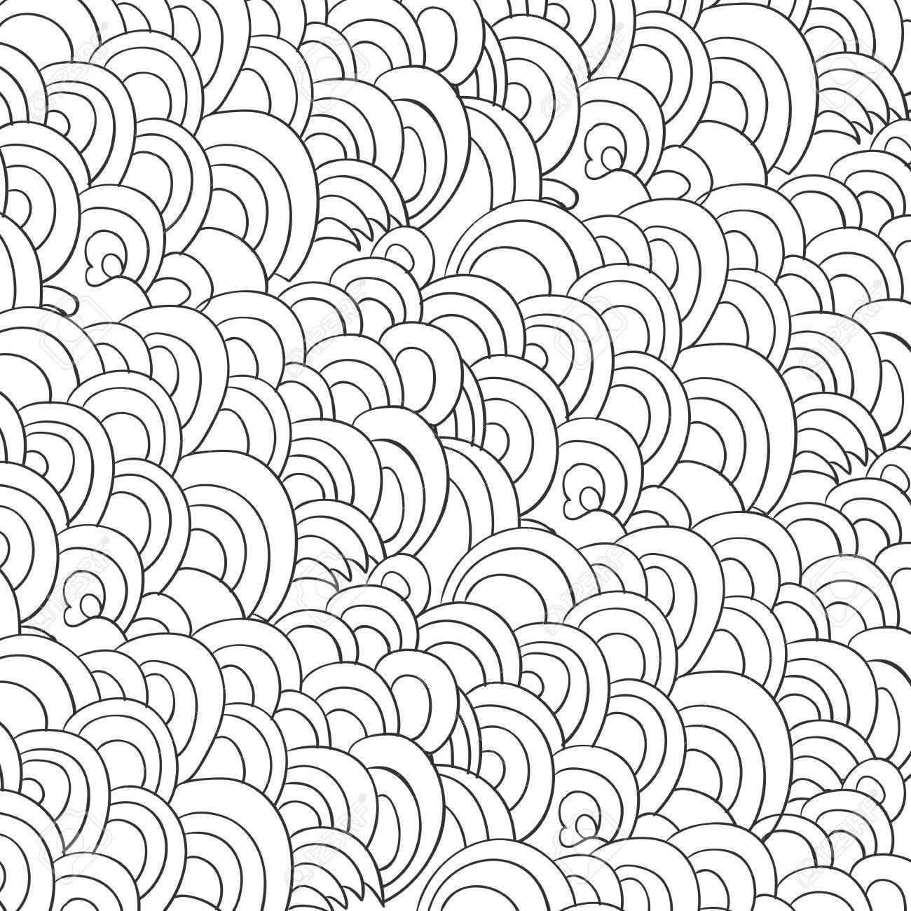 1300x1300 Pen Drawing Abstract Waves Illustration. Royalty Free Cliparts