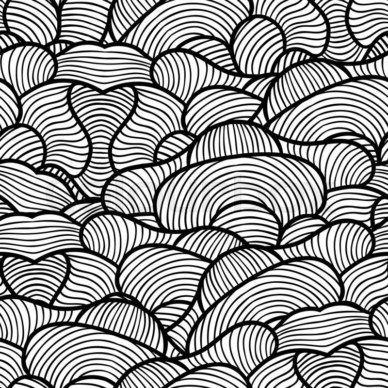 800x800 Seamless Pattern With Hand Drawn Waves Line Art. Stock Vector