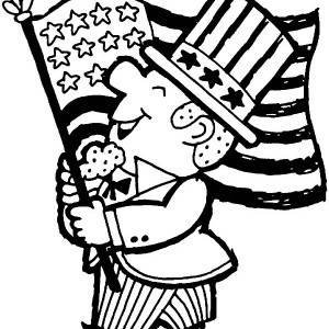 300x300 American Flag Waving On 4th July Independence Day Coloring Page