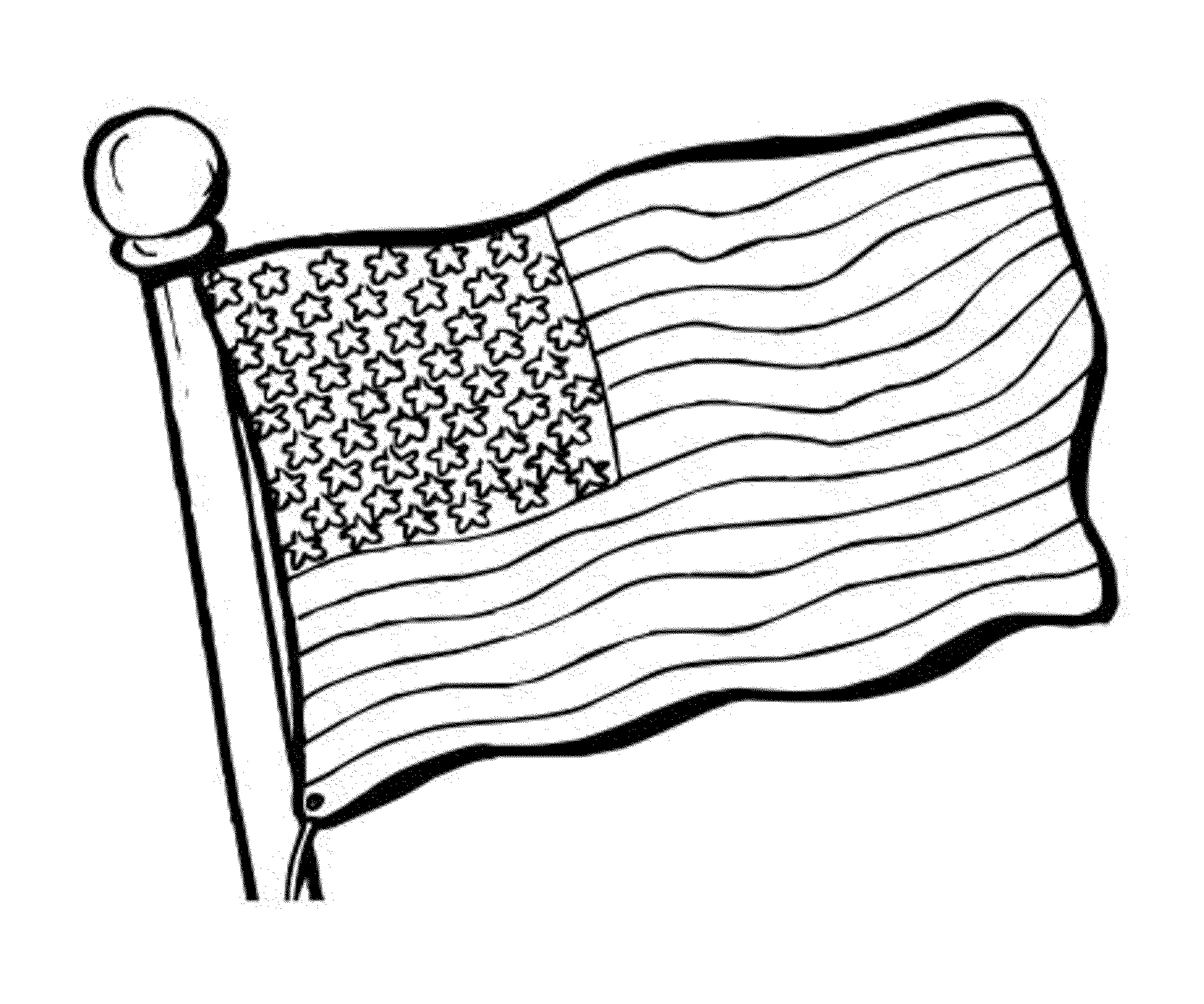 2000x1668 Waving American Flag Coloring Page