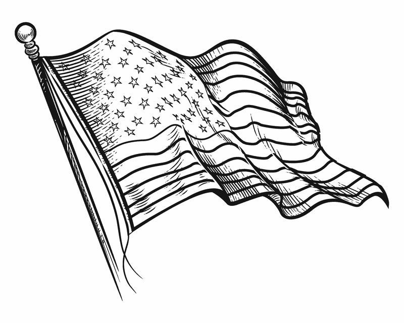 800x640 American Flag Coloring Page Printable