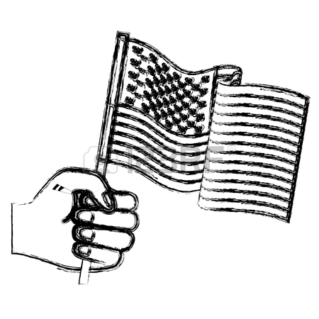 450x450 United States Flag Waving In Colorful Silhouette Vector