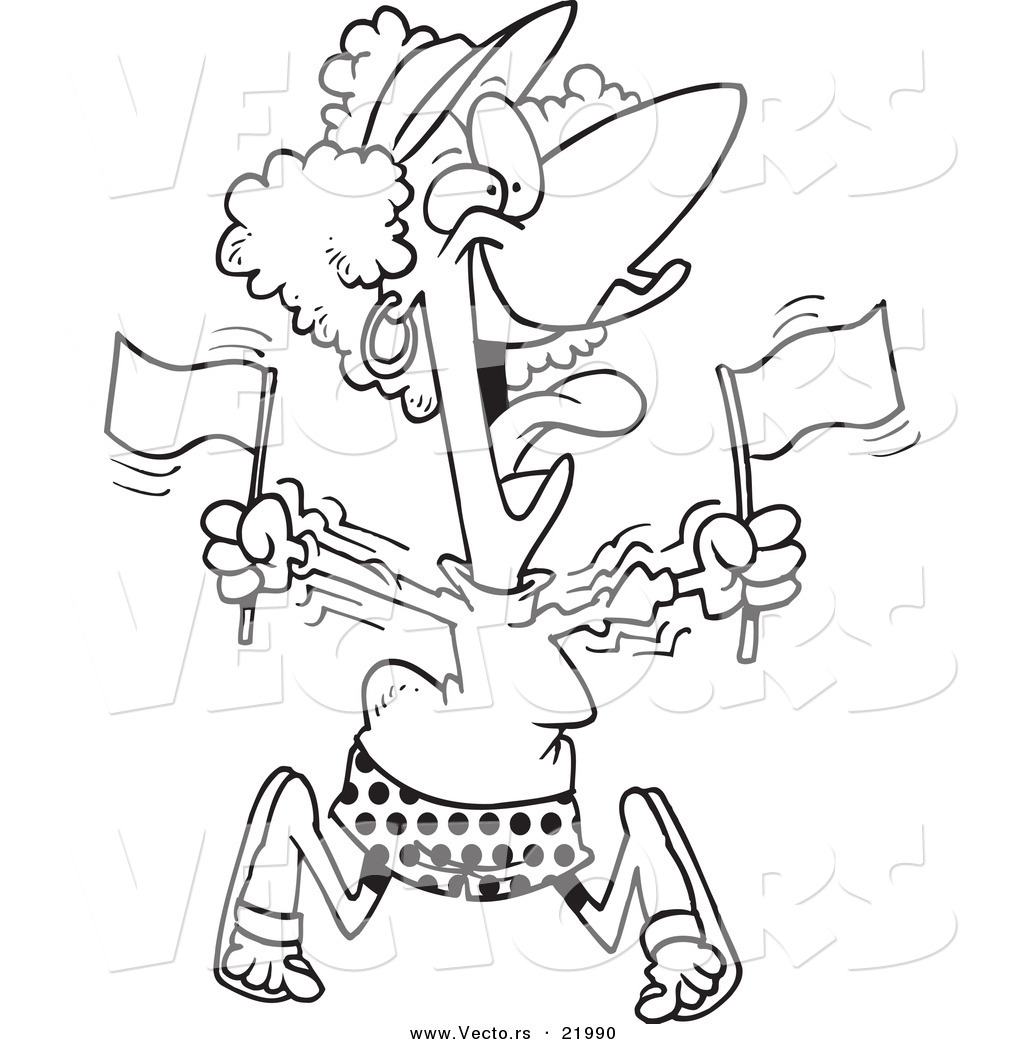 1024x1044 Vector Of A Cartoon Woman Waving Flags