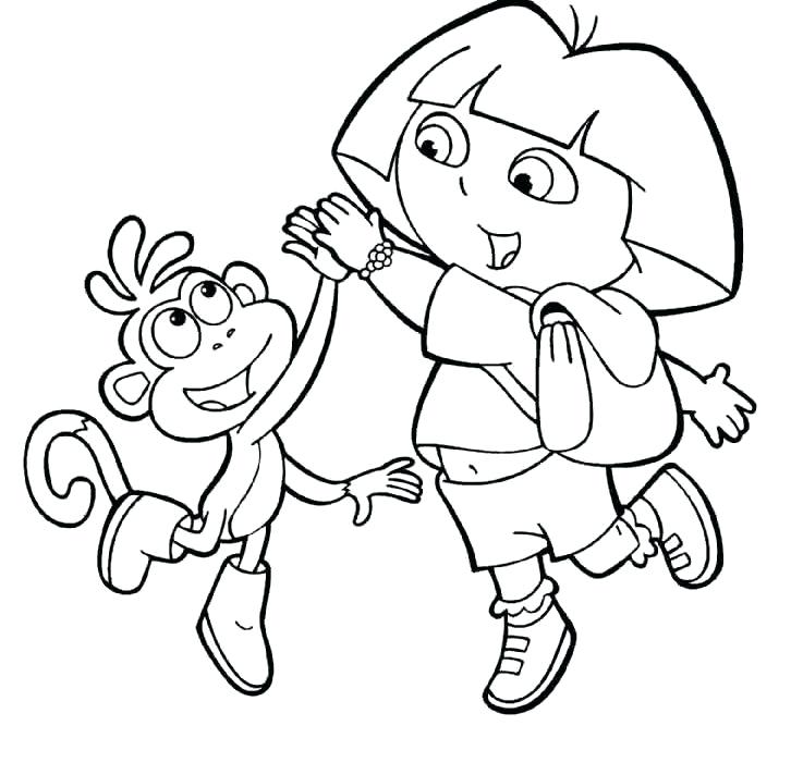 726x712 Dora And Boots Colouring Pages Printable In Snazzy Page Paint