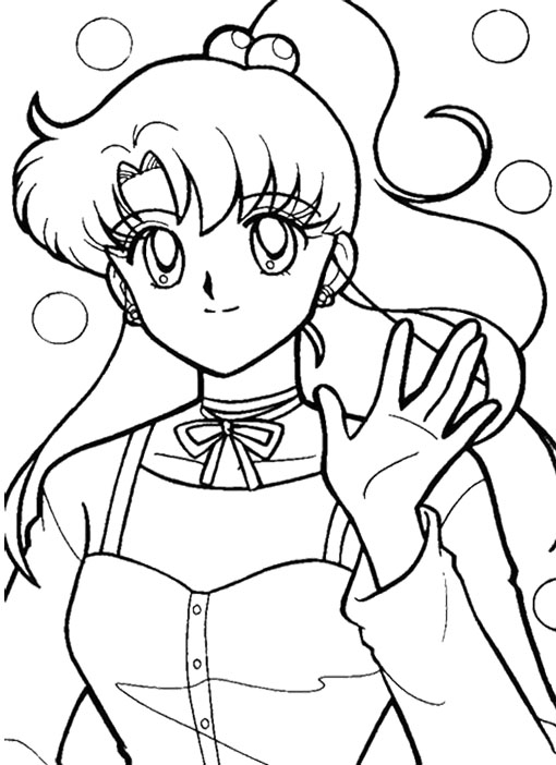 510x702 Sailor Moon Waving His Hand Coloring Page Kids Coloring Pages