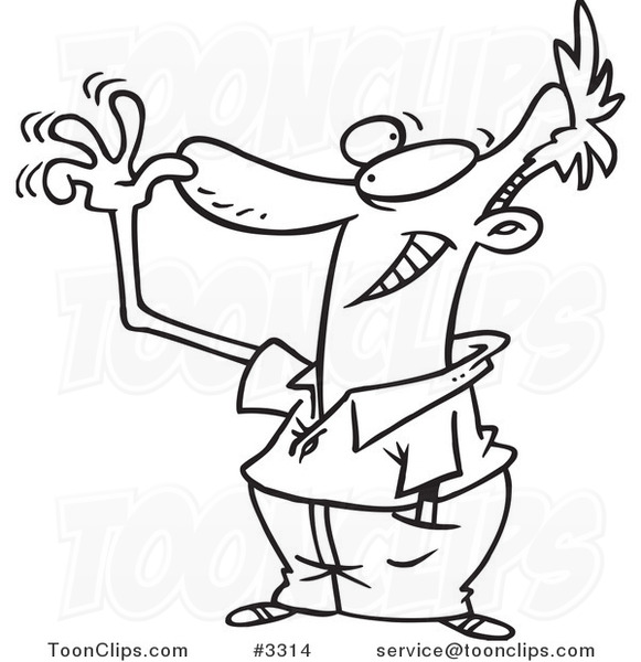 581x600 Cartoon Black And White Line Drawing Of A Guy Holding His Hand