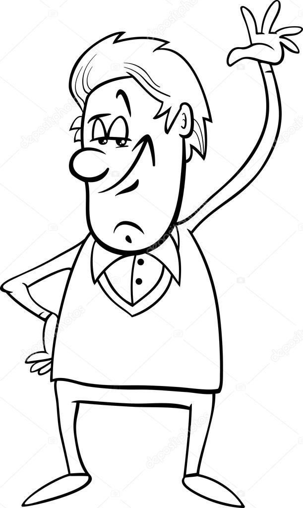 611x1024 Man Waving Hand Coloring Page Stock Vector Izakowski