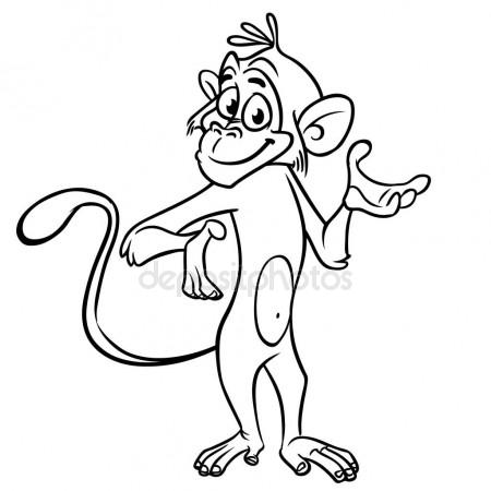 450x450 Cartoon Funny Chimpanzee Monkey Waving Hand And Presenting