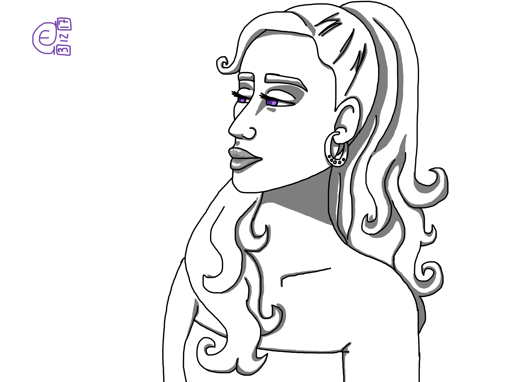 2048x1536 Wavy Hair Pony Tail My Drawings And Arts Drawings