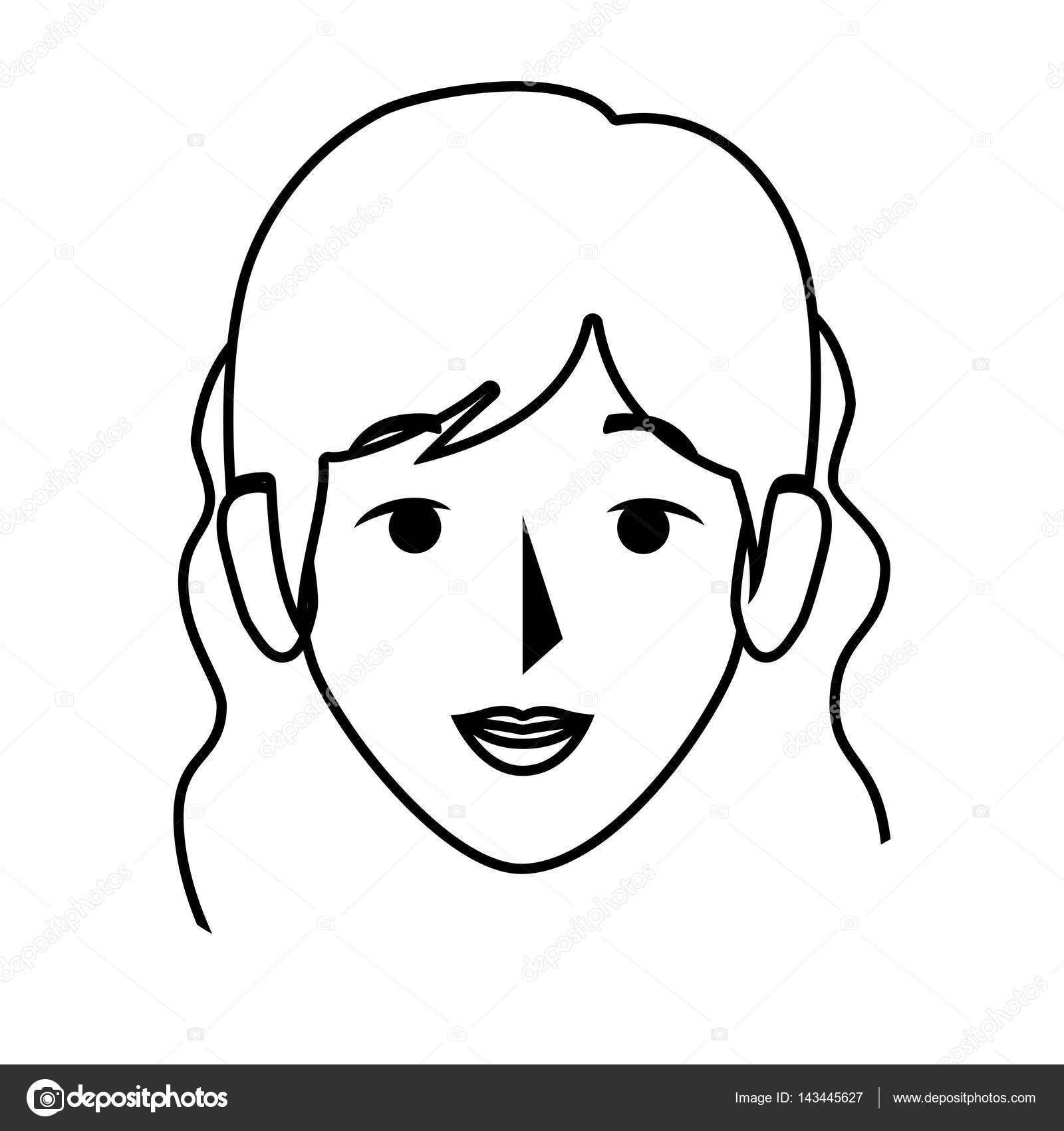1600x1700 Silhouette Front View Woman With Wavy Hair Stock Vector