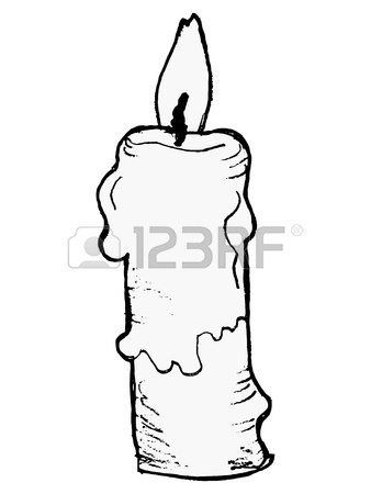 338x450 Flame Of Burning Candle With Dripping Wax Illustration Royalty