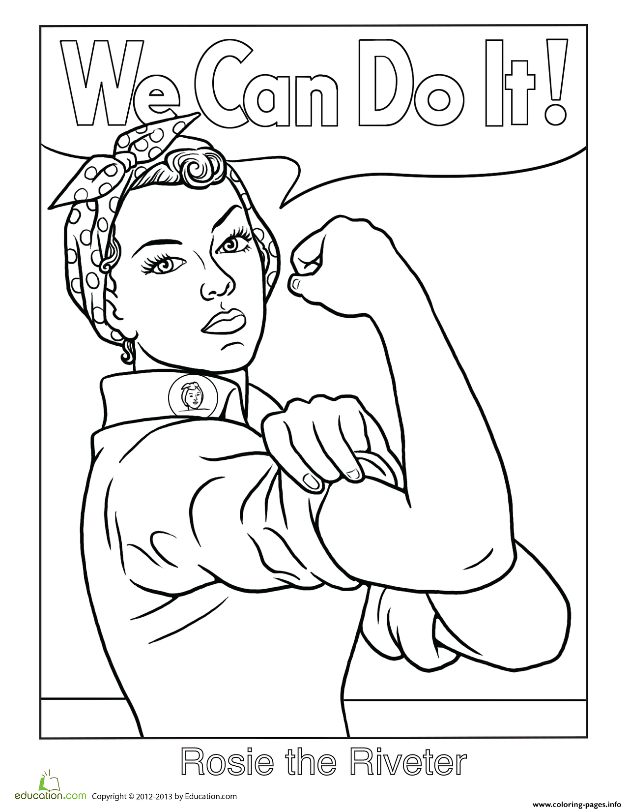 1280x1649 Rosie The Riveter We Can Do It Coloring Pages Printable