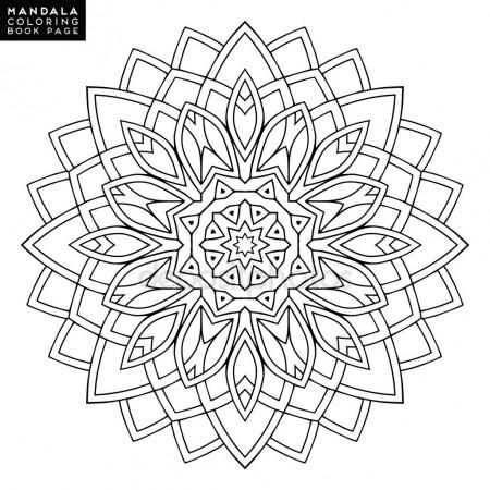 450x450 Outline Mandala For Coloring Book. Decorative Round Ornament. Anti