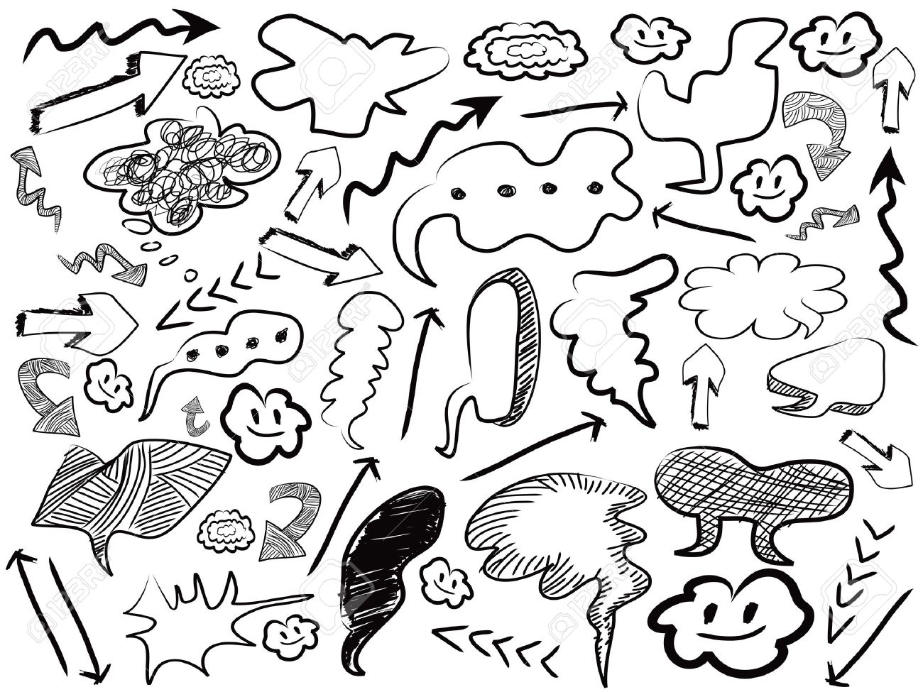 1300x975 Seamless Doodle Background Of Speech Bubbles And Arrows For Web