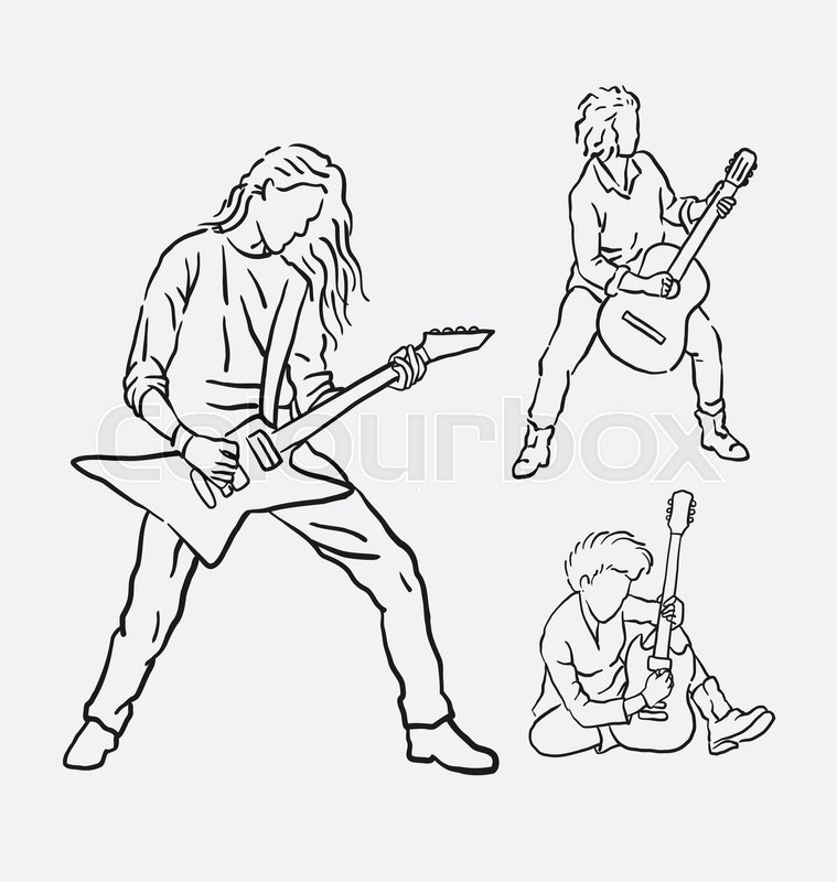 759x800 Guitarist Musician Male Action Hand Drawing. Good Use For Symbol