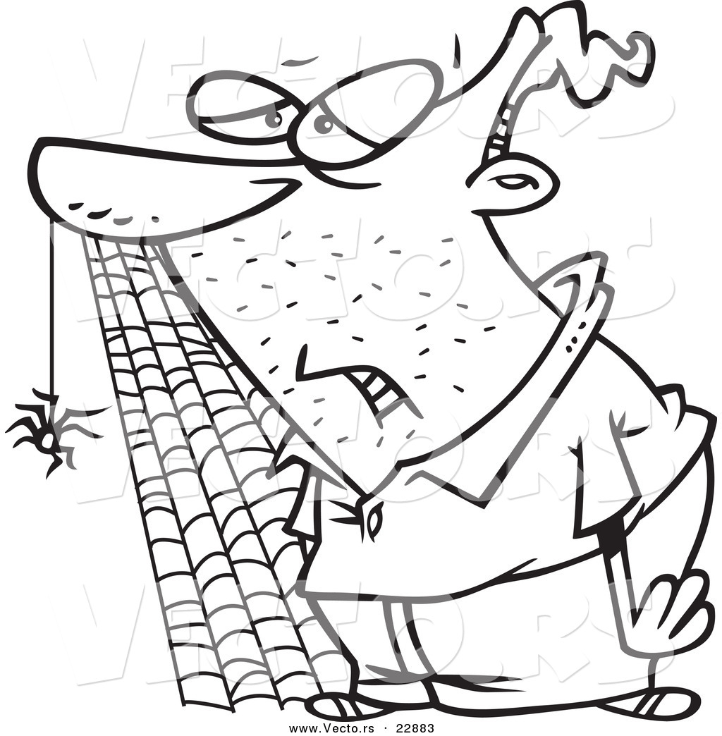 1024x1044 Vector Of A Cartoon Slow Man With A Spider And Web