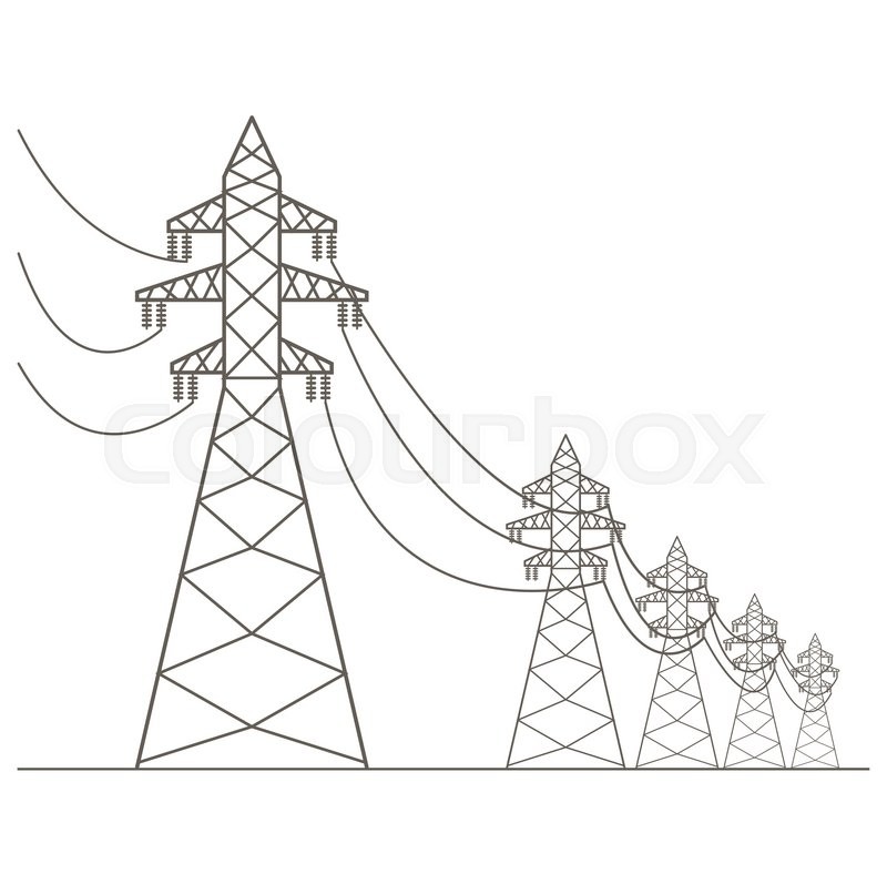 800x797 High Voltage Electric Line Pylon. Icon Set Suitable For Creating