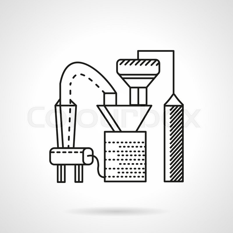 800x800 Flat Line Design Vector Icon Fertilizer Factory. Plant