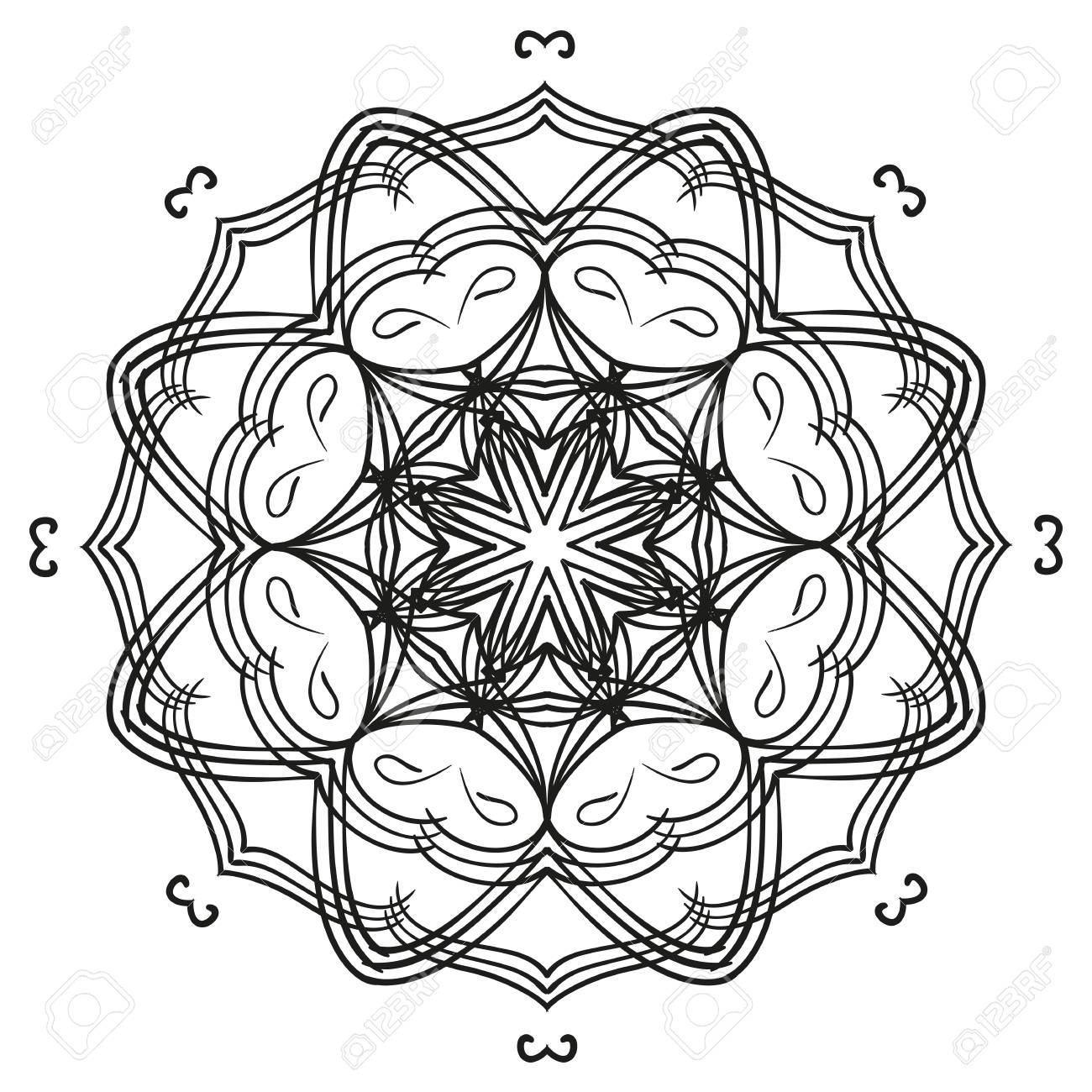 1300x1300 Intricate Outline Floral Mandala Circular Ornament. Web Design