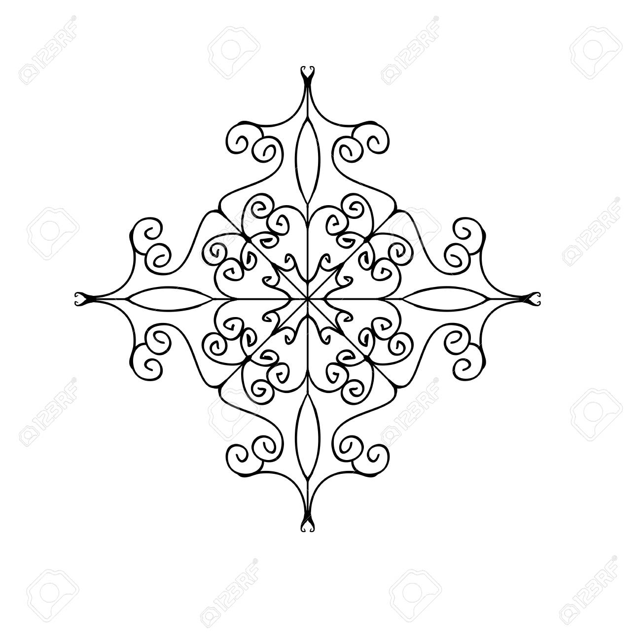 1300x1300 Outline Flourish Ornament. Web Design Element Isolated On White