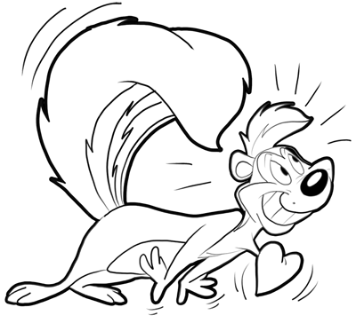 400x364 How To Draw Pepe Le Pew The Looney Tunes Skunk For Valentine's Day