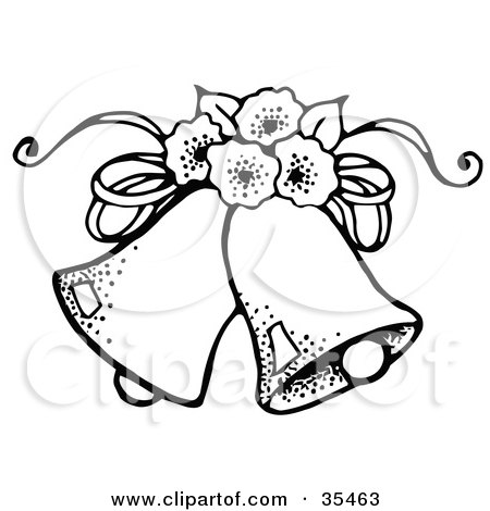 450x470 Clipart Illustration Of Two Wedding Bells With Flowers By C