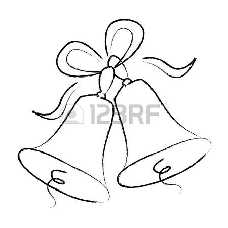 450x450 Illustration Of A Elegant Black Color Wedding Bells With Ribbons