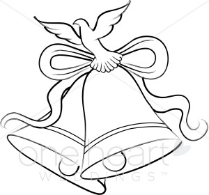 300x280 Illustration Of A Dove And Two Bells Tied With A Ribbon Wedding
