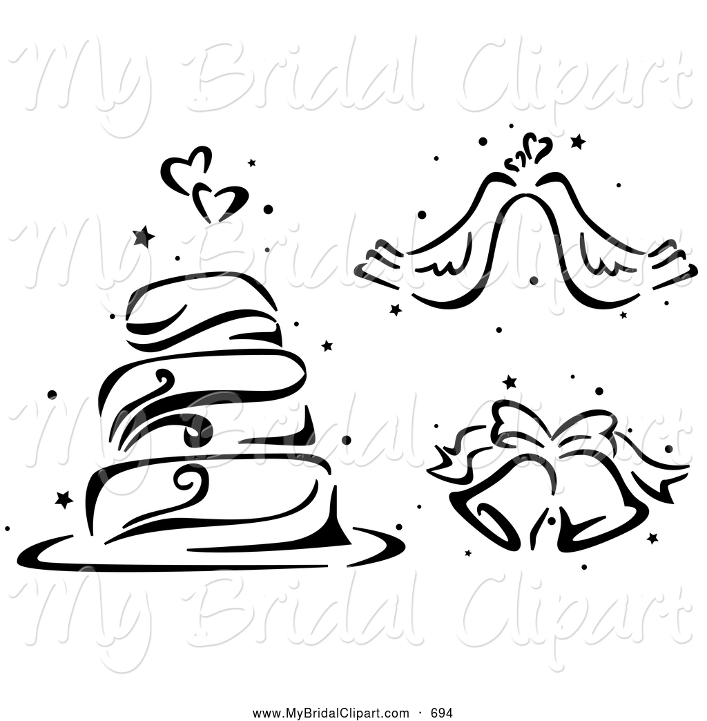 1024x1044 Bridal Clipart Of A Black And White Stenciled Wedding Cake, Doves